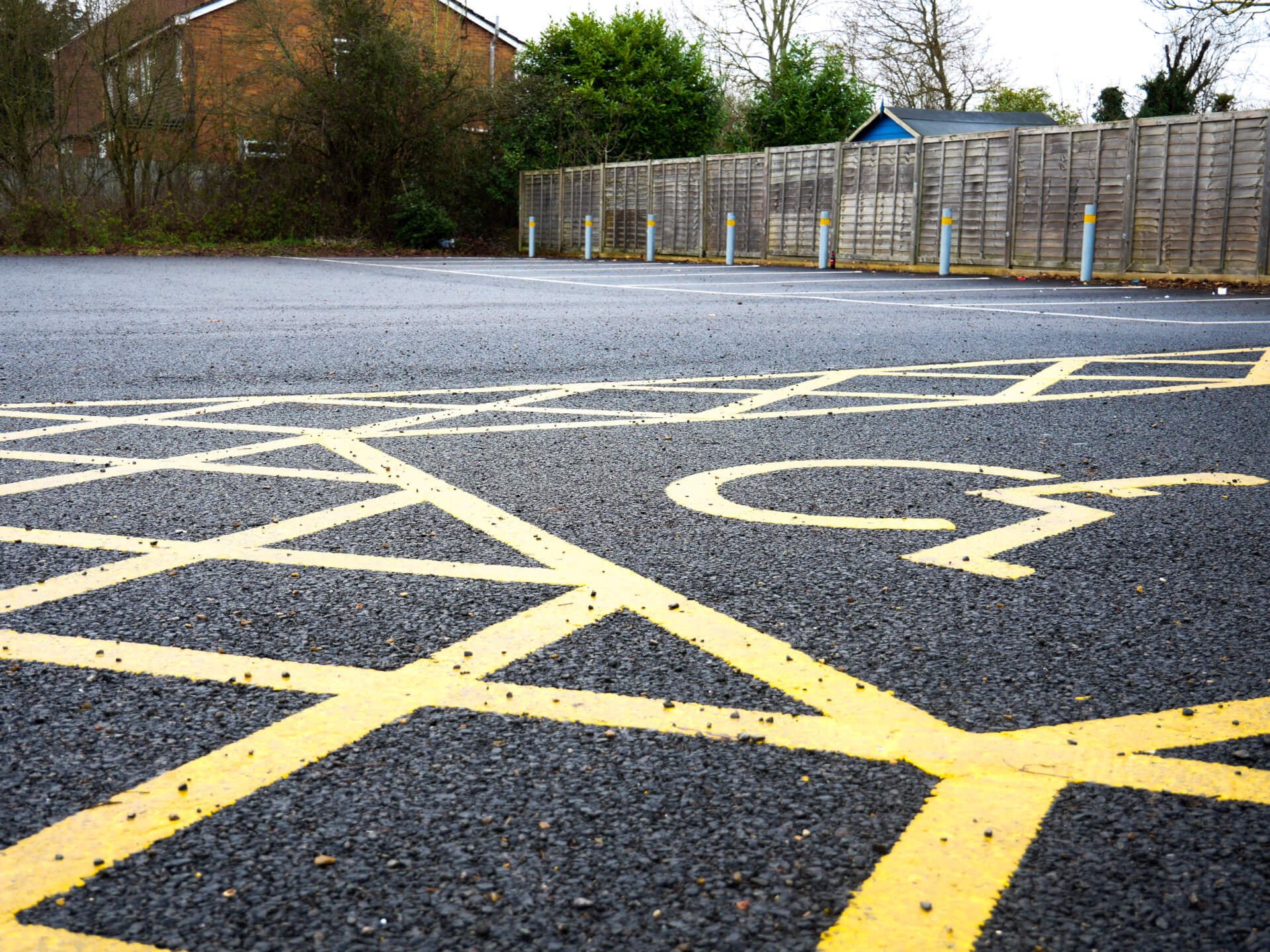 Close up of Disabled Bays at Bramley Village Hall