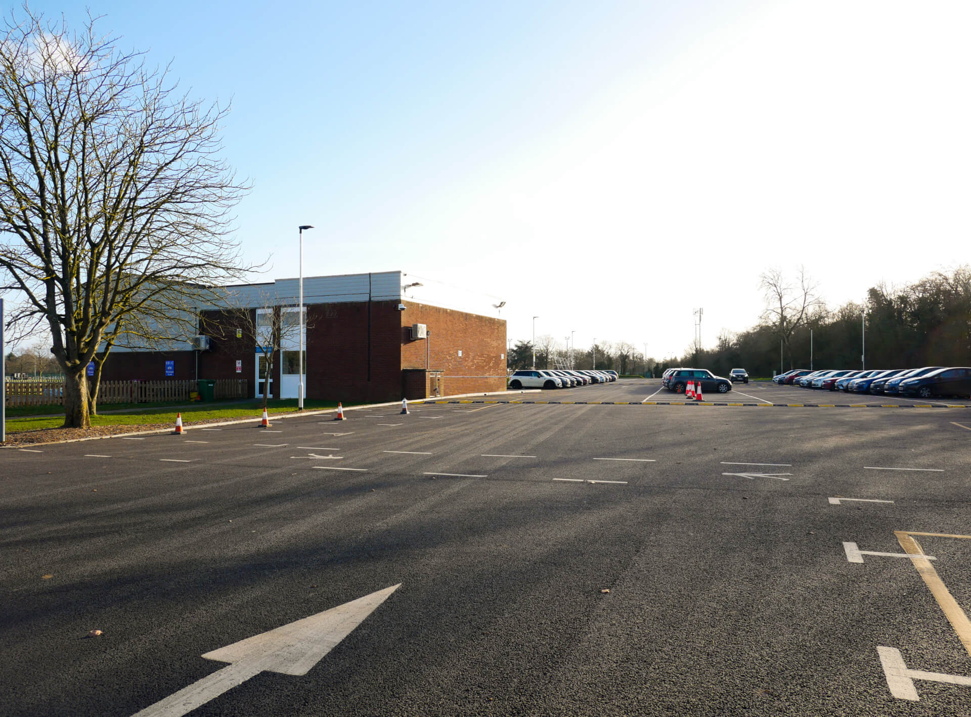 Reading Bluecoat School Car park at their elite sports facility in Berkshire