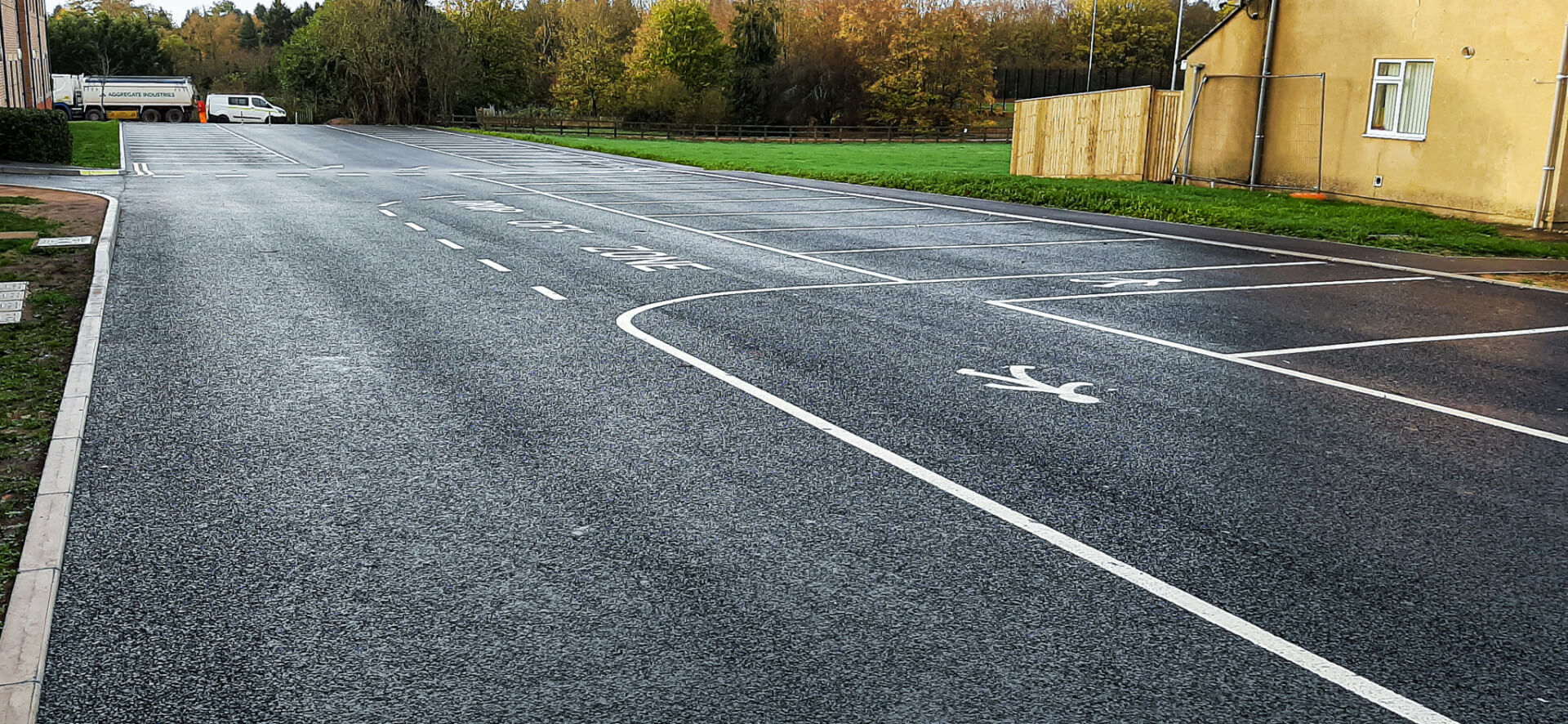 Burford School car park, road, car park construction, tomac road