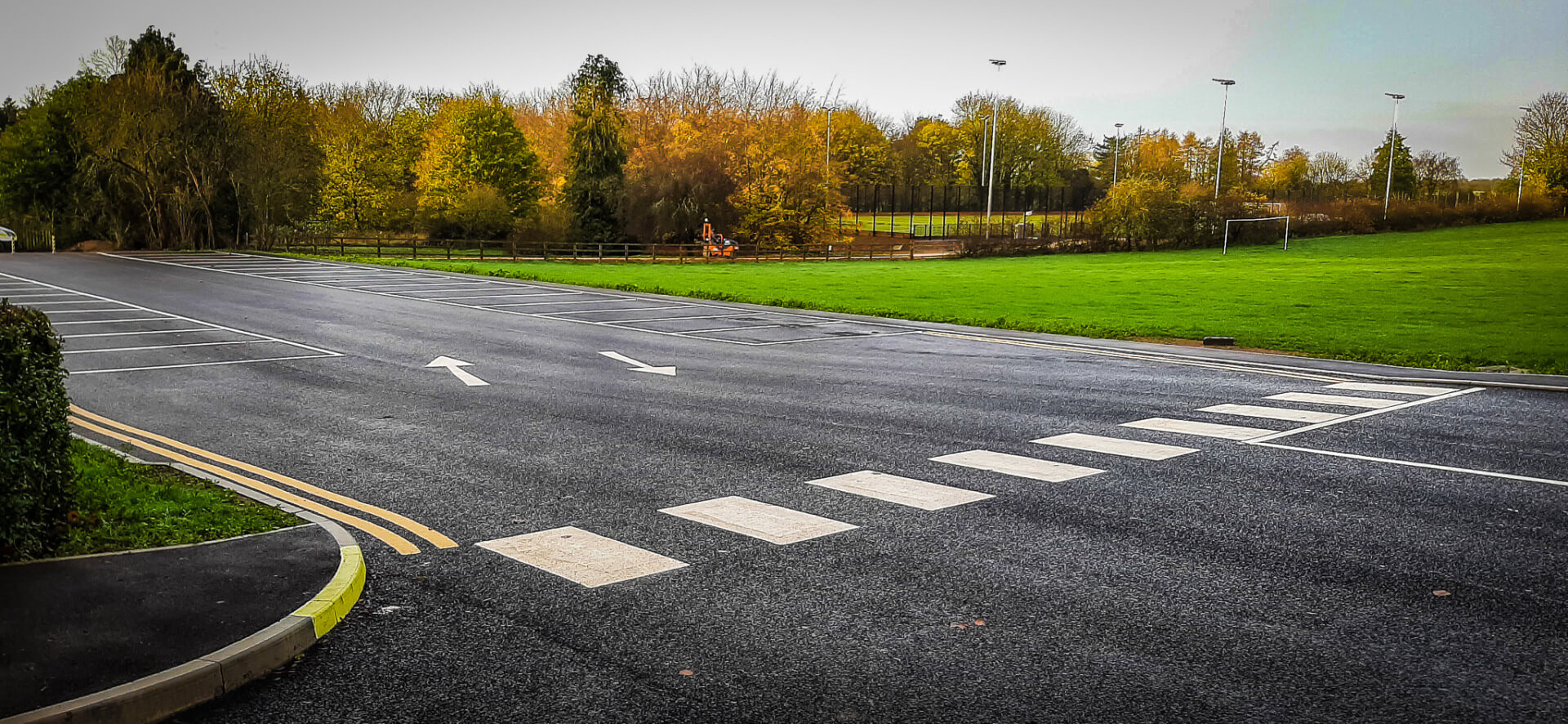 Burford School car park, road, car park construction, tomac road, pedestrian crossing road